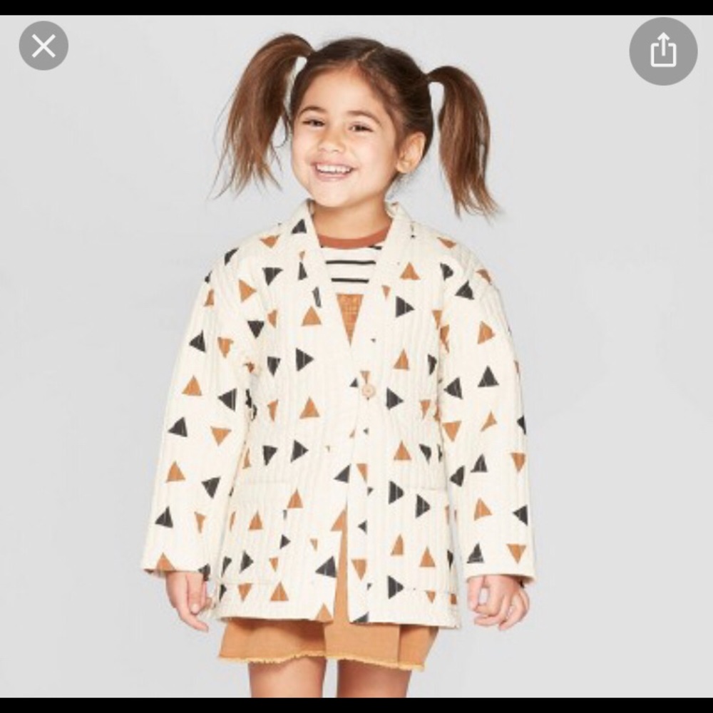 Art Class Triangle Pattern White Kimono Jacket